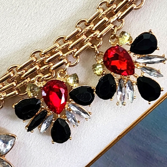 Statement Chunky Gold Chain Necklace Bold Geometric Pendants Teardrop Earrings - Picture 6 of 13